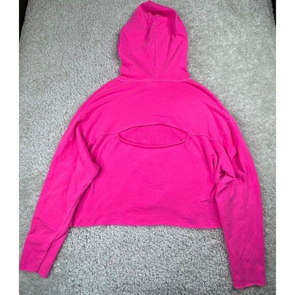 Victoria's Secret Pink Cut Out Back Cropped Hoodie Hot Pink - Picture 5 of 7